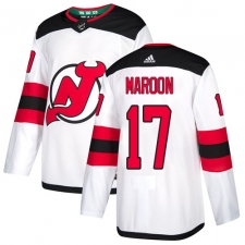 Men's Adidas New Jersey Devils #17 Patrick Maroon Authentic White Away NHL Jersey