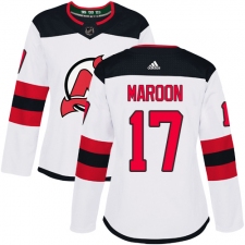 Women's Adidas New Jersey Devils #17 Patrick Maroon Authentic White Away NHL Jersey