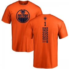 NHL Adidas Edmonton Oilers #1 Laurent Brossoit Orange One Color Backer T-Shirt