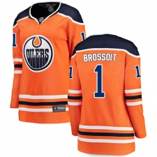 Women's Edmonton Oilers #1 Laurent Brossoit Fanatics Branded Orange Home Breakaway NHL Jersey