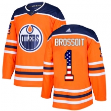 Youth Adidas Edmonton Oilers #1 Laurent Brossoit Authentic Orange USA Flag Fashion NHL Jersey