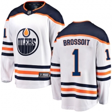 Youth Edmonton Oilers #1 Laurent Brossoit Fanatics Branded White Away Breakaway NHL Jersey