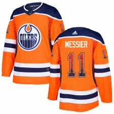 Men's Adidas Edmonton Oilers #11 Mark Messier Authentic Orange Drift Fashion NHL Jersey