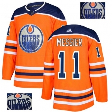 Men's Adidas Edmonton Oilers #11 Mark Messier Authentic Orange Fashion Gold NHL Jersey