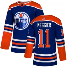 Men's Adidas Edmonton Oilers #11 Mark Messier Premier Royal Blue Alternate NHL Jersey