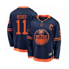 Men's Edmonton Oilers #11 Mark Messier Authentic Navy Blue Alternate Fanatics Branded Breakaway Hockey Jersey