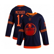 Men's Edmonton Oilers #11 Mark Messier Authentic Navy Blue Alternate Hockey Jersey