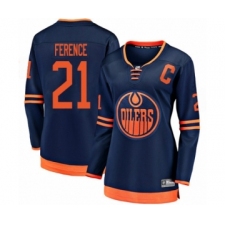 Women's Edmonton Oilers #21 Andrew Ference Authentic Navy Blue Alternate Fanatics Branded Breakaway Hockey Jersey