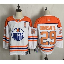 Men's Edmonton Oilers #29 Leon Draisaitl White Alternate Hockey Jersey