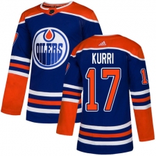 Men's Adidas Edmonton Oilers #17 Jari Kurri Premier Royal Blue Alternate NHL Jersey