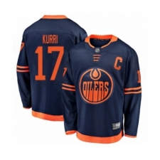Men's Edmonton Oilers #17 Jari Kurri Authentic Navy Blue Alternate Fanatics Branded Breakaway Hockey Jersey