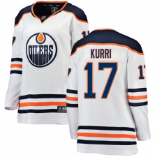 Women's Edmonton Oilers #17 Jari Kurri Authentic White Away Fanatics Branded Breakaway NHL Jersey