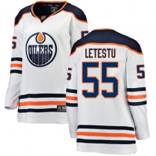 Women's Edmonton Oilers #55 Mark Letestu Authentic White Away Fanatics Branded Breakaway NHL Jersey
