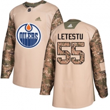Youth Adidas Edmonton Oilers #55 Mark Letestu Authentic Camo Veterans Day Practice NHL Jersey