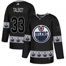 Men's Adidas Edmonton Oilers #33 Cam Talbot Authentic Black Team Logo Fashion NHL Jersey