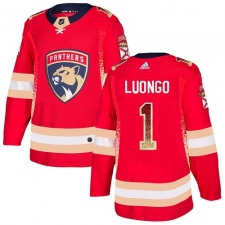 Men's Adidas Florida Panthers #1 Roberto Luongo Authentic Red Drift Fashion NHL Jersey