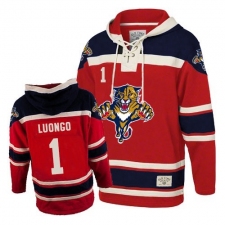Men's Old Time Hockey Florida Panthers #1 Roberto Luongo Premier Red Sawyer Hooded Sweatshirt NHL Jersey