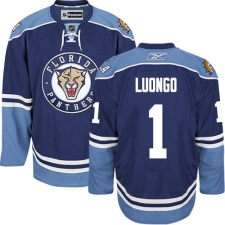 Men's Reebok Florida Panthers #1 Roberto Luongo Authentic Navy Blue Third NHL Jersey