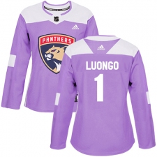 Women's Adidas Florida Panthers #1 Roberto Luongo Authentic Purple Fights Cancer Practice NHL Jersey