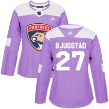 Women's Adidas Florida Panthers #27 Nick Bjugstad Authentic Purple Fights Cancer Practice NHL Jersey