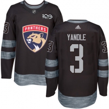 Men's Adidas Florida Panthers #3 Keith Yandle Authentic Black 1917-2017 100th Anniversary NHL Jersey