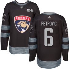 Men's Adidas Florida Panthers #6 Alex Petrovic Authentic Black 1917-2017 100th Anniversary NHL Jersey