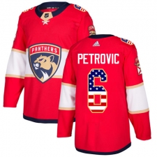 Men's Adidas Florida Panthers #6 Alex Petrovic Authentic Red USA Flag Fashion NHL Jersey