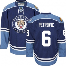 Men's Reebok Florida Panthers #6 Alex Petrovic Authentic Navy Blue Third NHL Jersey