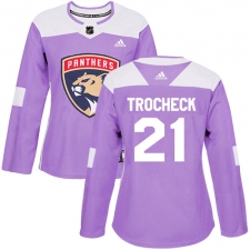 Women's Adidas Florida Panthers #21 Vincent Trocheck Authentic Purple Fights Cancer Practice NHL Jersey
