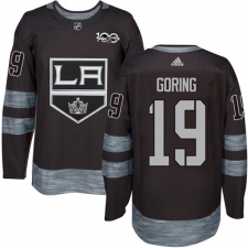 Men's Adidas Los Angeles Kings #19 Butch Goring Authentic Black 1917-2017 100th Anniversary NHL Jersey