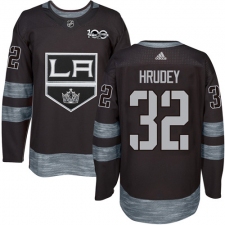 Men's Adidas Los Angeles Kings #32 Kelly Hrudey Premier Black 1917-2017 100th Anniversary NHL Jersey