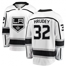 Men's Los Angeles Kings #32 Kelly Hrudey Authentic White Away Fanatics Branded Breakaway NHL Jersey