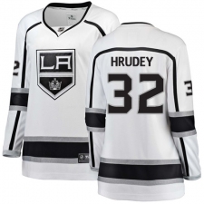 Women's Los Angeles Kings #32 Kelly Hrudey Authentic White Away Fanatics Branded Breakaway NHL Jersey