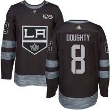 Men's Adidas Los Angeles Kings #8 Drew Doughty Authentic Black 1917-2017 100th Anniversary NHL Jersey