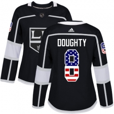 Women's Adidas Los Angeles Kings #8 Drew Doughty Authentic Black USA Flag Fashion NHL Jersey