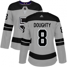 Women's Adidas Los Angeles Kings #8 Drew Doughty Authentic Gray Alternate NHL Jersey
