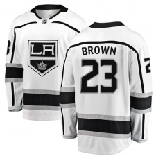 Youth Los Angeles Kings #23 Dustin Brown Authentic White Away Fanatics Branded Breakaway NHL Jersey