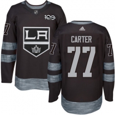Men's Adidas Los Angeles Kings #77 Jeff Carter Authentic Black 1917-2017 100th Anniversary NHL Jersey