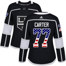 Women's Adidas Los Angeles Kings #77 Jeff Carter Authentic Black USA Flag Fashion NHL Jersey