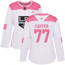 Women's Adidas Los Angeles Kings #77 Jeff Carter Authentic White/Pink Fashion NHL Jersey