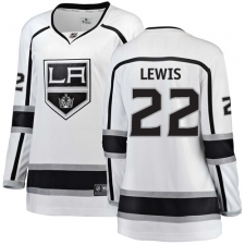 Women's Los Angeles Kings #22 Trevor Lewis Authentic White Away Fanatics Branded Breakaway NHL Jersey