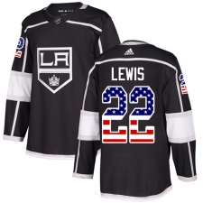 Youth Adidas Los Angeles Kings #22 Trevor Lewis Authentic Black USA Flag Fashion NHL Jersey