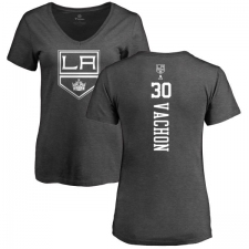 NHL Women's Adidas Los Angeles Kings #30 Rogie Vachon Charcoal One Color Backer T-Shirt