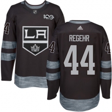 Men's Adidas Los Angeles Kings #44 Robyn Regehr Authentic Black 1917-2017 100th Anniversary NHL Jersey