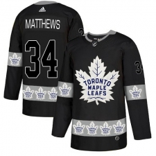 Men's Adidas Toronto Maple Leafs #34 Auston Matthews Authentic Black Team Logo Fashion NHL Jersey