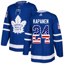 Men's Adidas Toronto Maple Leafs #24 Kasperi Kapanen Authentic Royal Blue USA Flag Fashion NHL Jersey