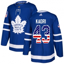 Men's Adidas Toronto Maple Leafs #43 Nazem Kadri Authentic Royal Blue USA Flag Fashion NHL Jersey