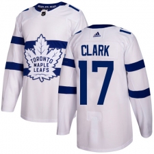 Men's Adidas Toronto Maple Leafs #17 Wendel Clark Authentic White 2018 Stadium Series NHL Jersey