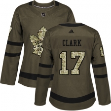 Women's Adidas Toronto Maple Leafs #17 Wendel Clark Authentic Green Salute to Service NHL Jersey
