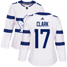 Women's Adidas Toronto Maple Leafs #17 Wendel Clark Authentic White 2018 Stadium Series NHL Jersey